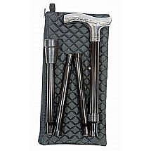 1087/Classic-Canes/Folding-Cane-Patterned-Chrome-Folding-Cane-with-Wallet