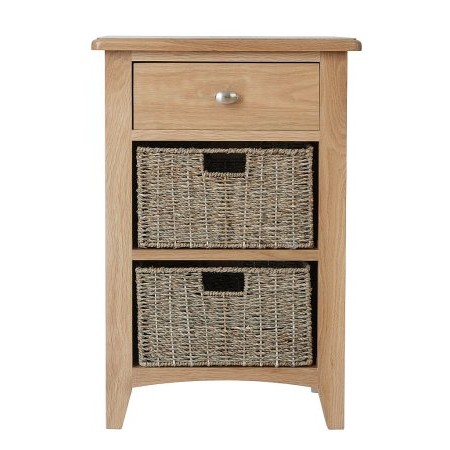 Kettle Interiors - Gairloch Oak 1 Drawer 2 Basket Unit