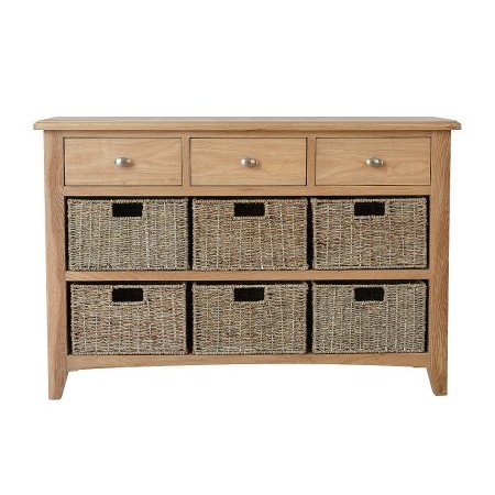 Kettle Interiors - Gairloch Oak 3 Drawer 6 Basket Unit