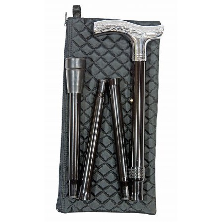 Classic Canes - Folding Cane Patterned Chrome Folding Cane with Wallet
