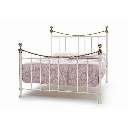 Serene - Ethan Bedtead in Ivory with Brass